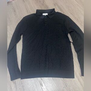 Geoffrey Beene Black Knit Polo Sweater